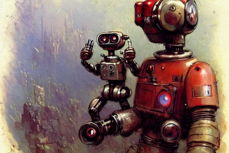 Prompt: adventurer ( ( ( ( ( 1 9 5 0 s retro future robot android picture frame. muted colors. ) ) ) ) ) by jean baptiste monge!!!!!!!!!!!!!!!!!!!!!!!!! chrome red