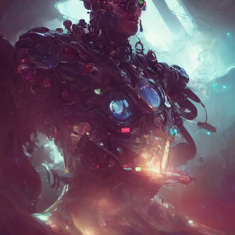 Prompt: a realistic detailed beautiful portrait of a cybernetic space pirate, cyberpunk concept art by pete mohrbacher and wlop and artgerm and josan gonzales, digital art, highly detailed, intricate, sci-fi, sharp focus, Trending on Artstation HQ, deviantart, unreal engine 5, 4K UHD image