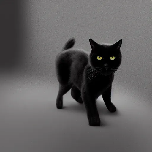 Prompt: digital illustration of a black cat sitting in a photo studio, matte background, photorealistic, octane, Unreal Engine, finalRender, concept art, digital illustration, artstation, artstation hq, hd, 4k resolution