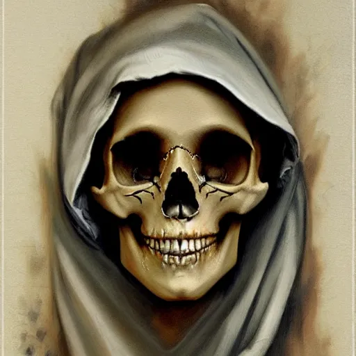 Prompt: painting of the virgin mary skull face with graffiti by greg rutkowski and jc leyendecker