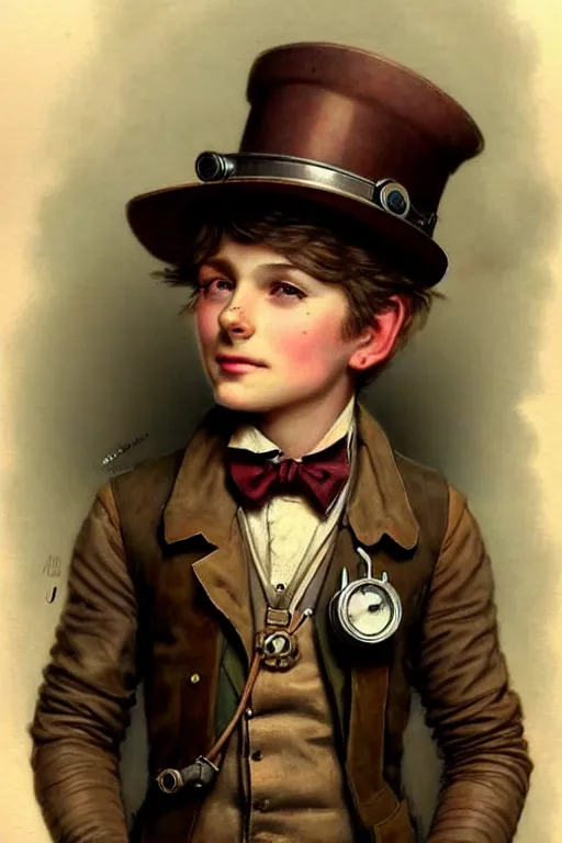 Image similar to ( ( ( ( ( 2 0 5 0 s retro future 1 0 year boy old adventurer super scientest in steampunk mechanics costume full portrait. muted colors. ) ) ) ) ) by jean - baptiste monge!!!!!!!!!!!!!!!!!!!!!!!!!!!!!!