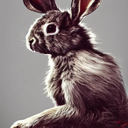 Prompt: a painting of a punk rabbit, elegant, highly detailed, digital painting, artstation, concept art, matte, sharp focus, highly detailed, 4 k, hdr, smooth, sharp focus, high resolution, award - winning photo, photorealistic, art by artgerm and greg rutkowski and alphonse mucha, large shot