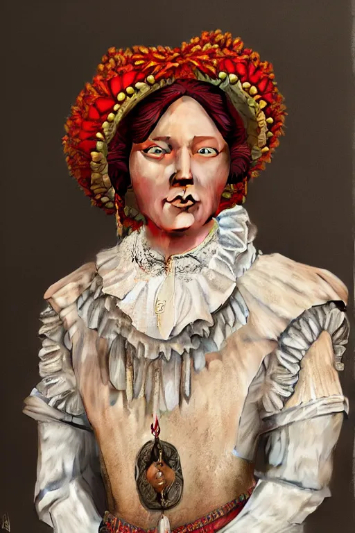 Prompt: portrait of a beautiful flamboyant proud colonial woman, trending on artstation, trending on deviantart, fine art, realistic, detailed, photorealistic, realism symmetrical