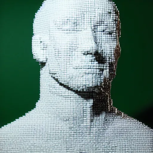 Prompt: an average looking human man made entirely of jello, portrait