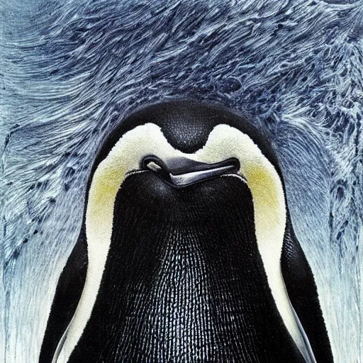 Prompt: “hyperdetailed portrait of a penguin by h.r. Giger”