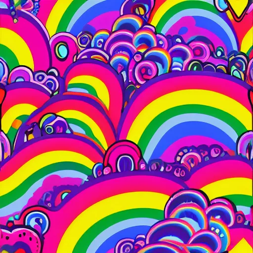 Image similar to lisa frank psychedelic rainbow wallpaper line art vector