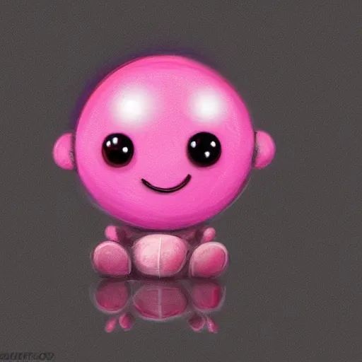 Image similar to a happy cute pink bubble, digital art, high detailed, cute, trending on art station