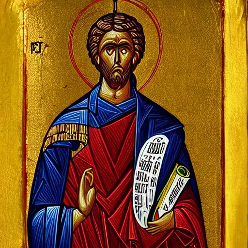 Image similar to Apollo, Byzantine Orthodox icon, archival photograph