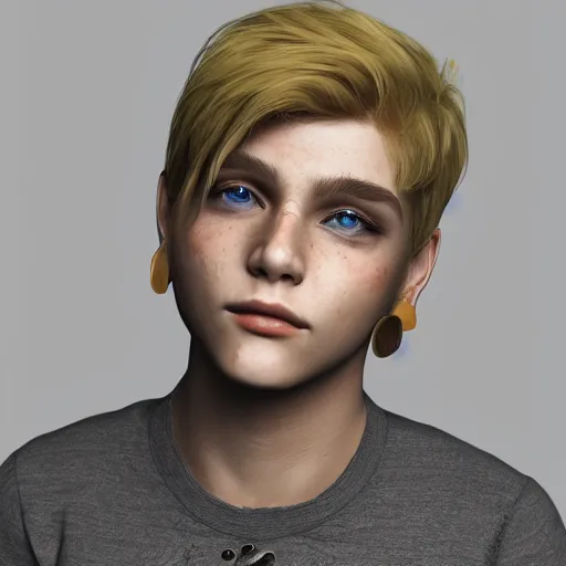 Prompt: detailed unreal engine 5 render of a blonde boy with face tattoos