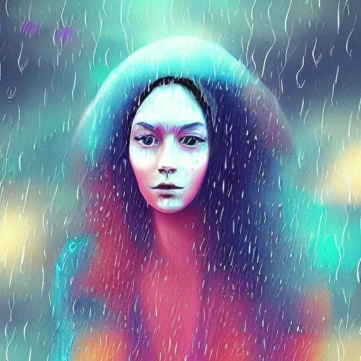 Prompt: the soul of the rain, digital art