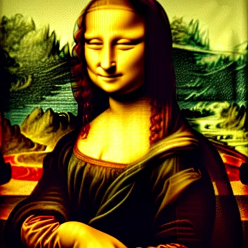 Prompt: mona lisa made out of food. highly detailed. leonardo davinchi. renaissance painting.