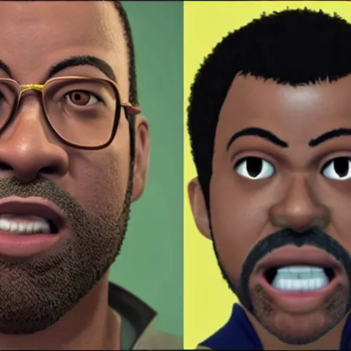 Prompt: Jordan Peele in Kingdom hearts