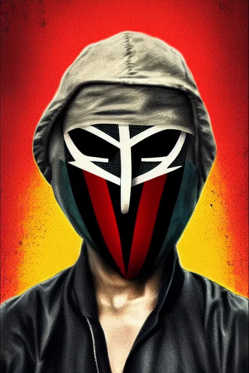 Image similar to random masked guy from the purge movie. pop art, aesthetic art, 8 k, asymmetrical, high details, digital painting, concept art, smooth, beautiful, amazing details, full body perfect, sharp focus, illustration, intricate, art by arstation and mimmo rottela, pixels art by paul robertson