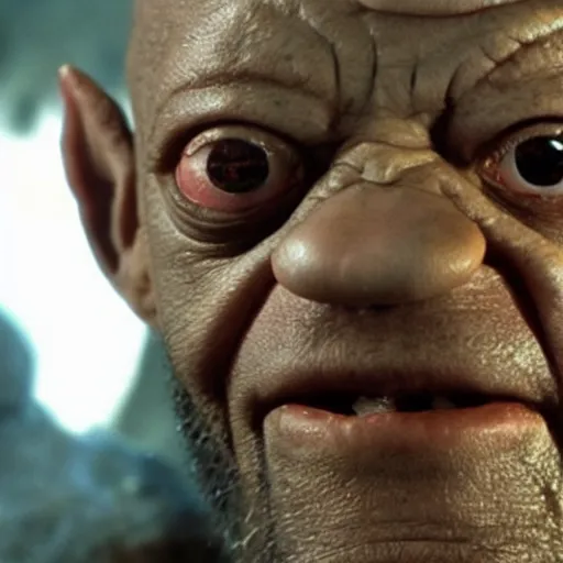 Prompt: Laurence fishburne as gollum