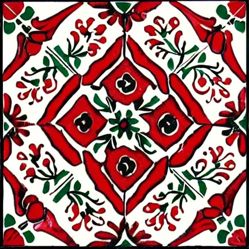 Prompt: polish folk pattern, tile pattern, very beautiful