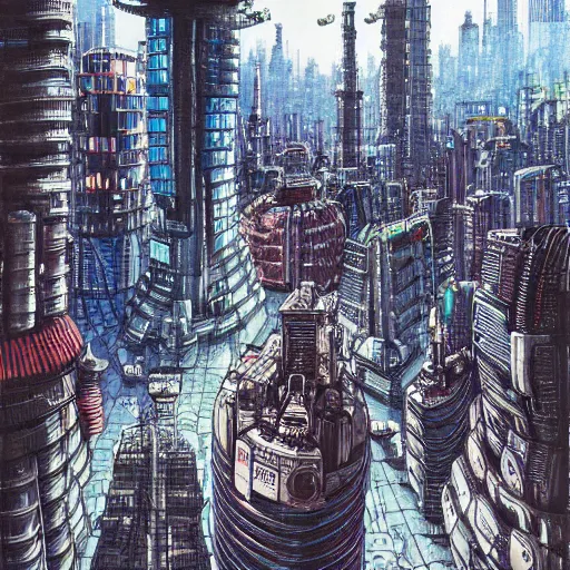 Image similar to highly detailed futuristic city akira cityscape, katsuhiro otomo style painting