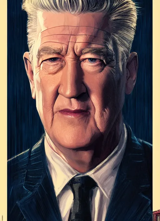 Prompt: portrait of david lynch in the marvel cinematic universe, official media, official poster artwork, highly detailed, centered, solid color background, digital painting, artstation, concept art, smooth, sharp focus, illustration, donato giancola, joseph christian leyendecker, les edwards, ed repka, wlop