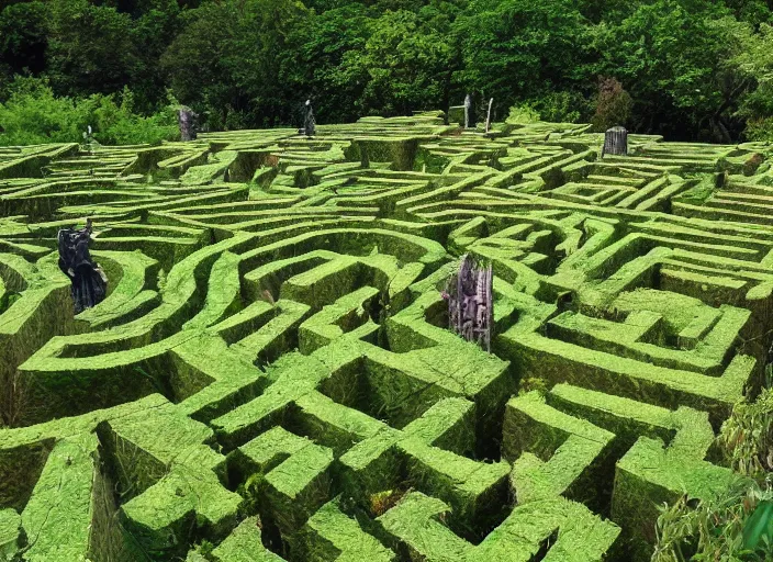 Image similar to the minotaur's maze invaded by vegetation