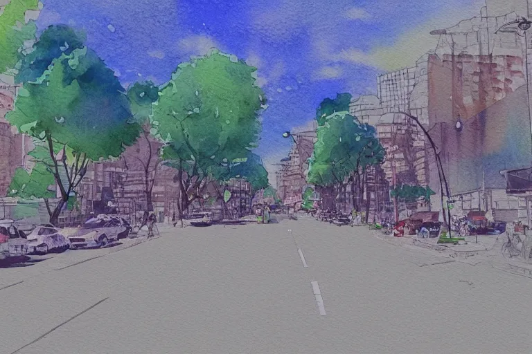 Image similar to nanshan road summer watercolor pen light color on artstation