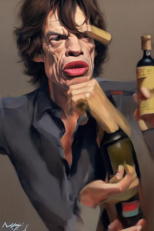 Image similar to mick jagger working in a winery, animation pixar style, by magali villeneuve, artgerm, jeremy lipkin and michael garmash, rob rey and kentaro miura style, golden ratio, trending on art station