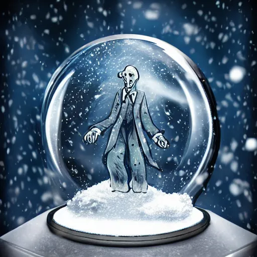 Prompt: eldritch world breaking out of a snow globe. Hyper realistic, cosmic horror, HP Lovecraft