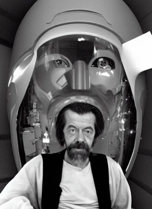 Image similar to alan watts in 2001 a space odyssey