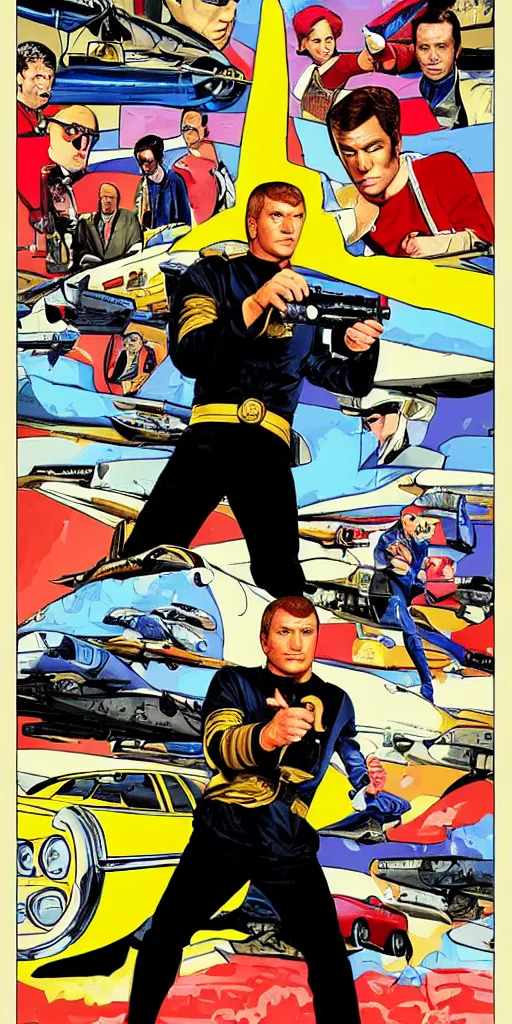 Image similar to captain kirk like a GTA poster