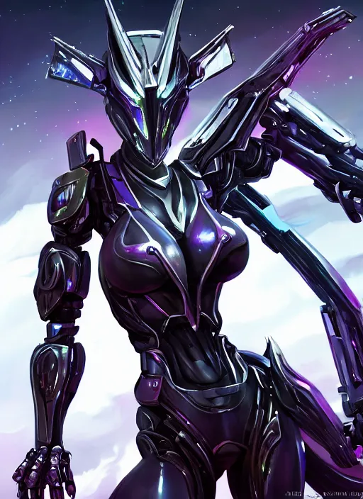 Image similar to cinematic goddess shot, cosmic sized perfectly proportioned stunning beautiful hot anthropomorphic robot mecha female dragon, in empty space, floating, nebula sized, larger than galaxies, holding onto a galaxy, silver armor, epic proportions, epic size, epic scale, digital art, furry art, macro art, dragon art, giantess art, warframe fanart, furaffinity, deviantart