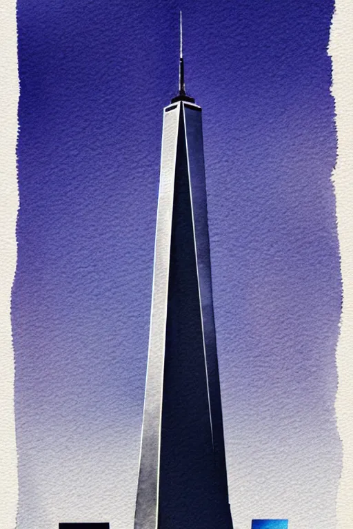 Image similar to minimalist watercolor art of one world trade center, illustration, vector art