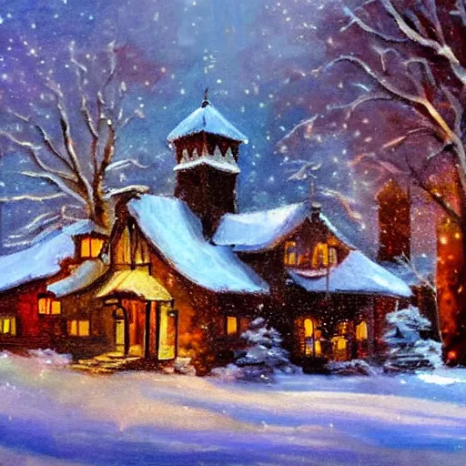 Prompt: winter wonderland, beautiful realistic painting