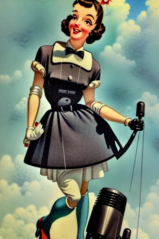 Image similar to ( ( ( ( ( 1 9 5 0 s retro future android robot french maid. muted colors. childrens layout, ) ) ) ) ) by jean - baptiste monge,!!!!!!!!!!!!!!!!!!!!!!!!!