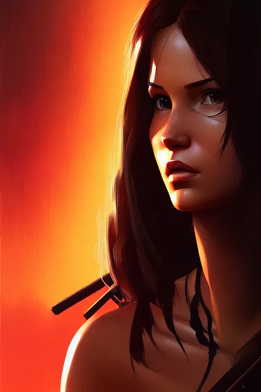 Prompt: lara croft portrait artwork by ilya kuvshinov, autumn natural lights