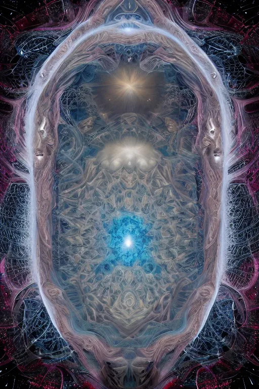 Prompt: Superstar Nebula Centered, uncut, unzoom, symmetry. charachter illustration. Dmt entity manifestation. Surreal render, ultra realistic, zenith view. Made by hakan hisim feat cameron gray and alex grey. Polished. Inspired by patricio clarey, heidi taillefer scifi painter glenn brown. Slightly Decorated with Sacred geometry and fractals. Extremely ornated. artstation, cgsociety, unreal engine, ray tracing, detailed illustration, hd, 4k, digital art, overdetailed art. Intricate omnious visionary concept art, shamanic arts ayahuasca trip illustration. Extremely psychedelic. Dslr, tiltshift, dof. 64megapixel. complementing colors. Remixed by lyzergium.art feat binx.ly and machine.delusions. zerg aesthetics. Trending on artstation, deviantart