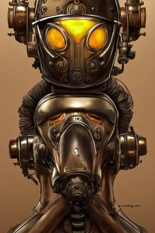 Image similar to steampunk helmet fantasy art mask robot ninja stylized digital illustration sharp focus, elegant intricate digital painting artstation concept art global illumination ray tracing advanced technology chaykin howard and campionpascale and cooke darwyn and davis jack