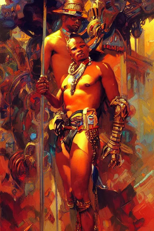 Image similar to character design, colorful, afrofuturism, painting by gaston bussiere, craig mullins, j. c. leyendecker, tom of finland