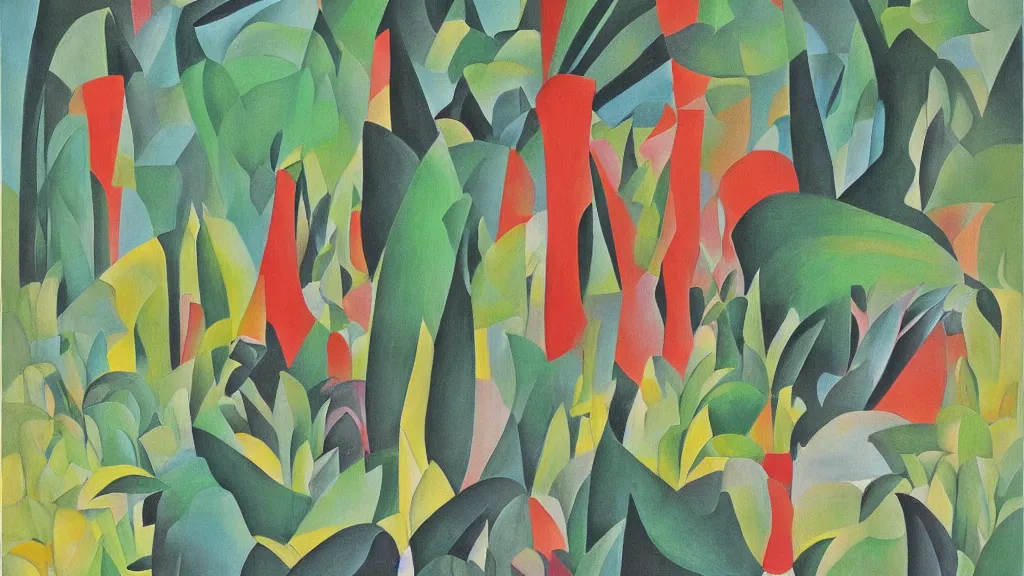 Image similar to abstract primitivism minimalism art painting, lines, forms, shapes, in style of henri rousseau,