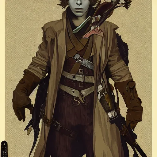 Image similar to an ultra detailed vector image of michael cera dressed as the hunter from bloodborne, concept art by alphonse mucha and greg rutkowski, bloodborne horror