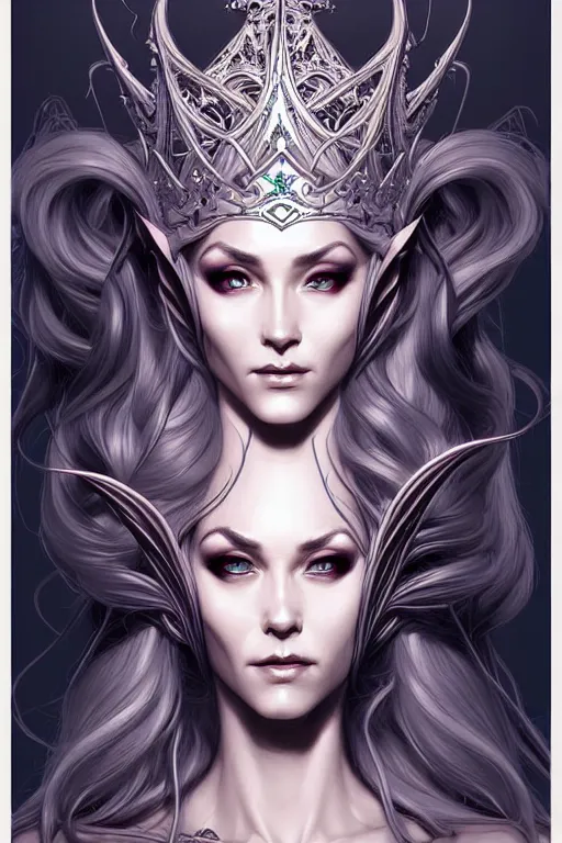 Prompt: digital art, centered elven queen, crown ,intricate, veins, by James Jean and by artgerm , ultradetailed, charachter design, concept art, trending on artstation,