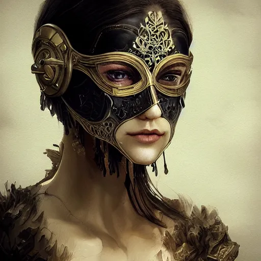 Image similar to Very very very very highly detailed epic photo of face with venetian mask, intricate, dystopian, sci-fi, extremely detailed, digital painting, artstation, concept art, smooth, sharp focus, illustration, intimidating lighting, incredible art by Artgerm