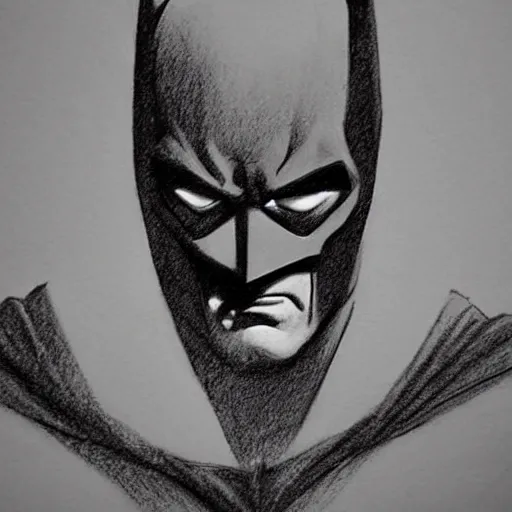 Prompt: charcoal sketch of batman with strong dramatic lighting,