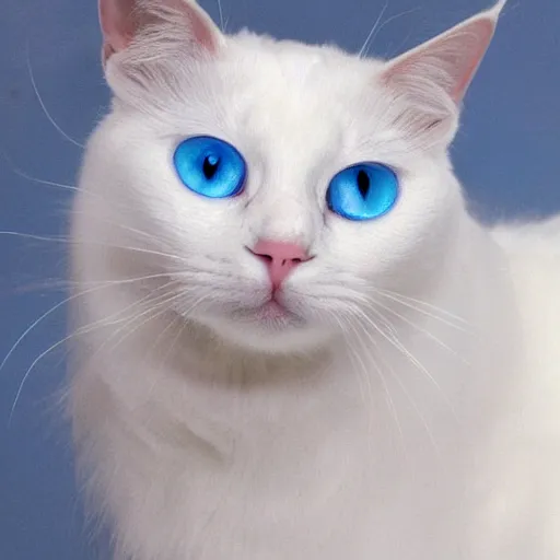 Prompt: White Cat with ethereal blue eyes