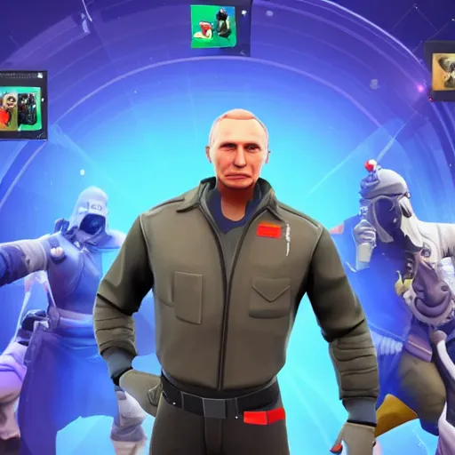 Image similar to vladimir putin as fortnite character, gameplay screenshot