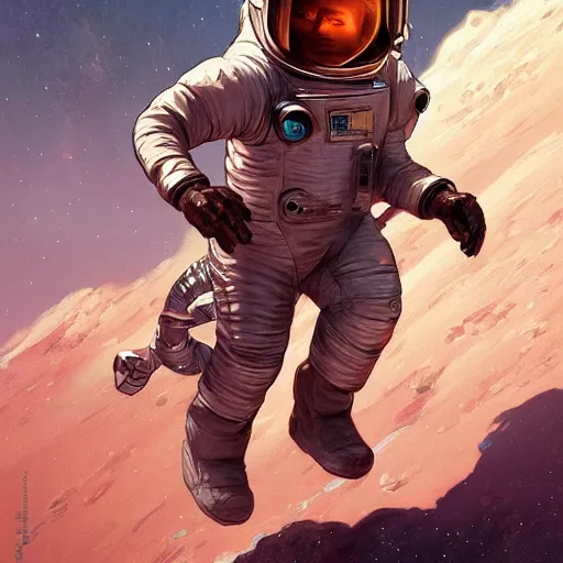 Image similar to Astronaut riding a rocket, highly detailed, digital painting, artstation, concept art, smooth, sharp focus, illustration, art by artgerm and greg rutkowski and alphonse mucha