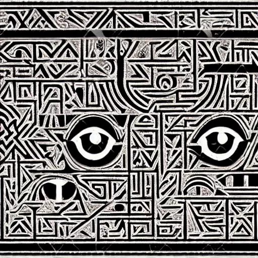 Image similar to interior of an evil egyptian heiroglyphic maze covered in mysterious hidden eye symbols, hyper detailed