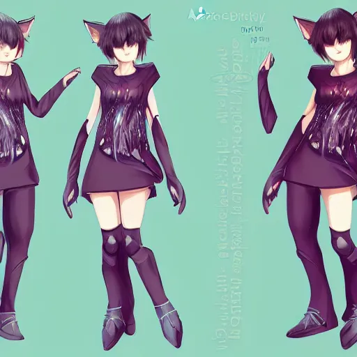 Prompt: award-winning digital art of a catboy in feminine clothing, trending on ArtStation