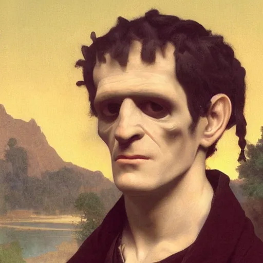 Image similar to painting of frankenstein in animal crossing. art by william adolphe bouguereau. during golden hour. extremely detailed. beautiful. 4 k. award - winning.