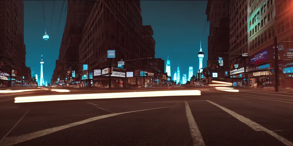 Image similar to an open frame blue tuk tuk going through a desolate manhattan city street at night, statue of liberty seen in the background, realistic 4 k octane beautifully detailed render, 4 k post - processing, highly detailed, detailed face, intricate complexity, epic composition, magical atmosphere, cinematic lighting, masterpiece, color picture, ultra hd
