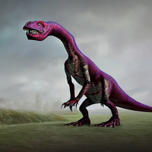 Image similar to a genetically engineered dinosaur, dna, rna, double helix shape, digital art, trending on artstation