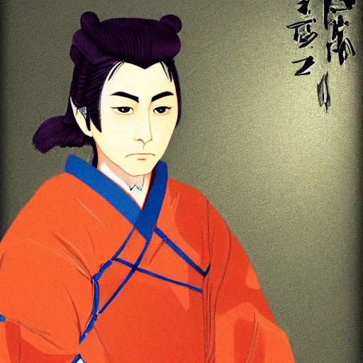Prompt: Miyamoto Musashi as a young man, digital art