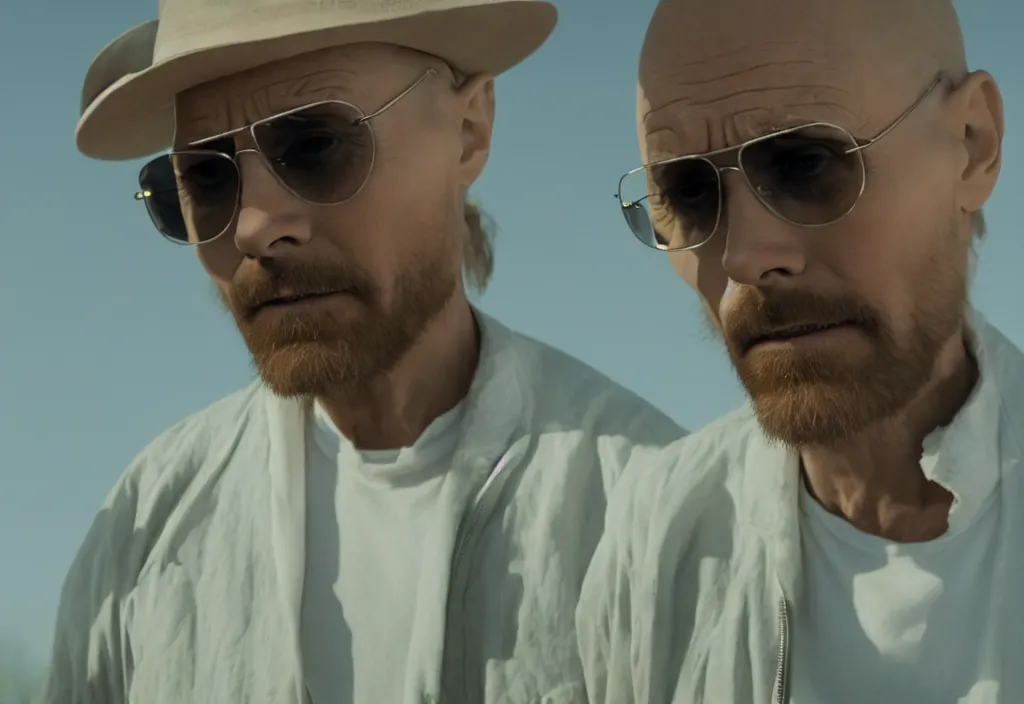 Prompt: film still of jared leto as heisenberg in breaking bad, 4 k